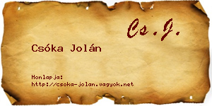 Csóka Jolán névjegykártya